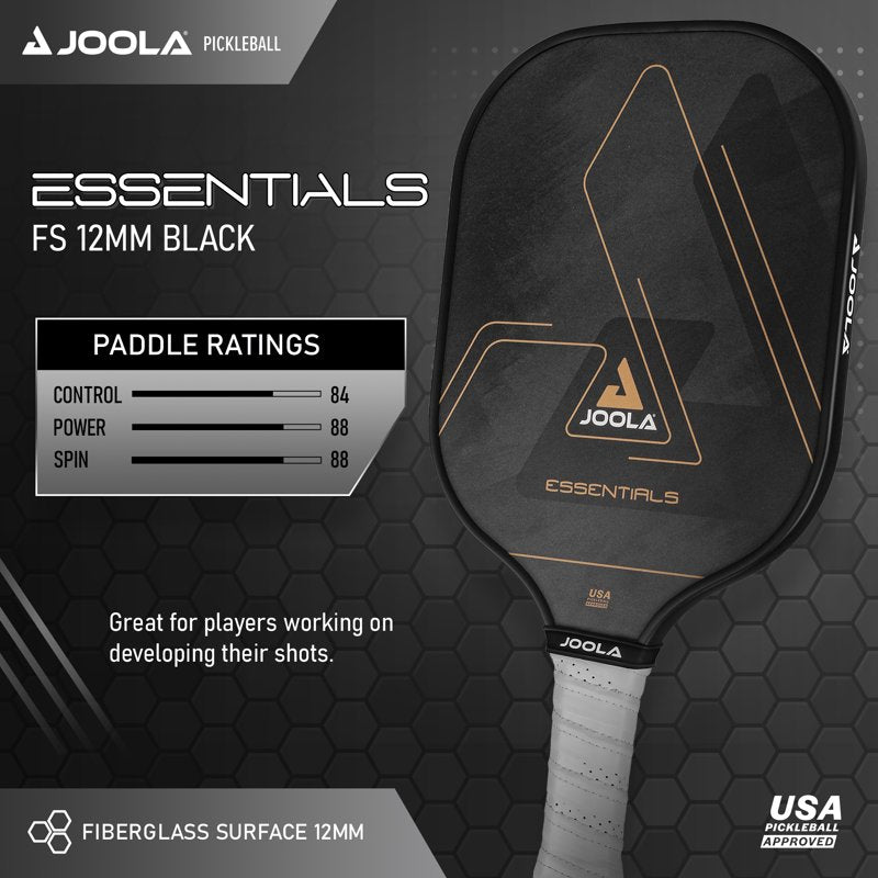 JOOLA Essentials Pickleball Paddle 2 Pack - Fiberglass USAPA Approved, Black