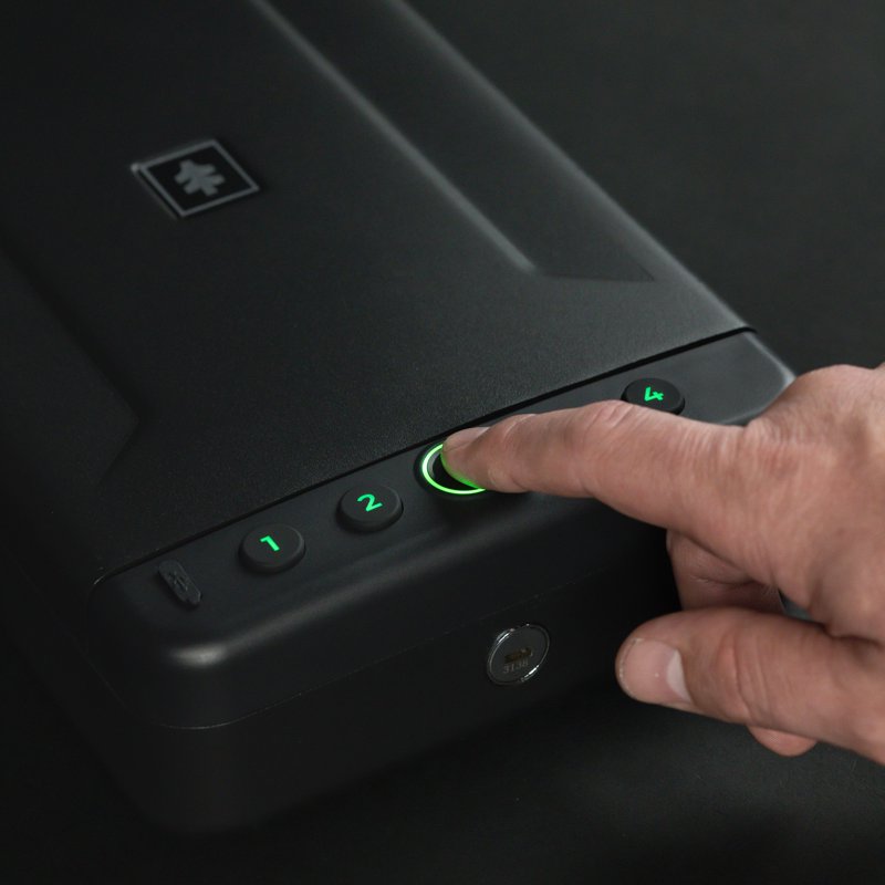 Portable Biometric Safe with Fingerprint, USB-C & Steel Cable - Compact Gun & valuables Storage