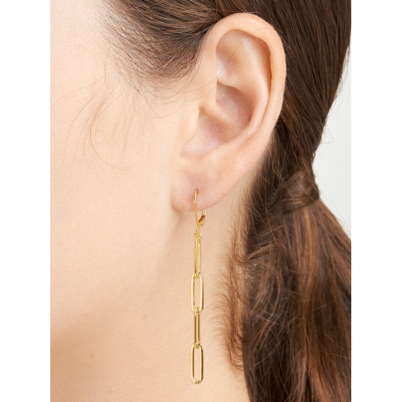 18K Gold Over Sterling Silver Paperclip Earrings with Leverback Closure
