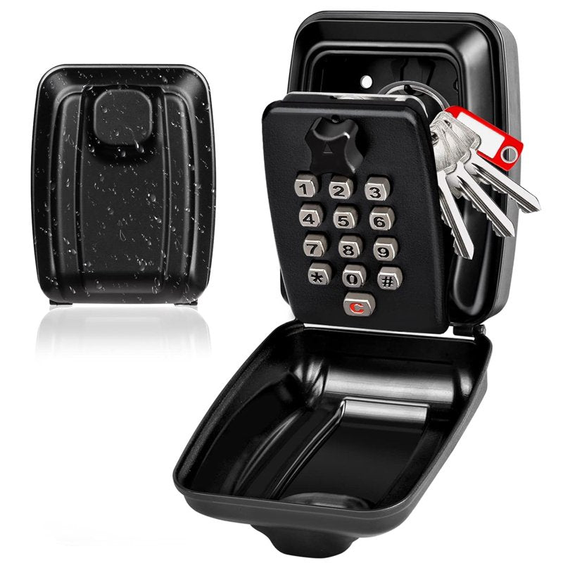 Outdoor Waterproof Wall Mount Key Lock Box with 12-Digit Combination for Home and Garage Security