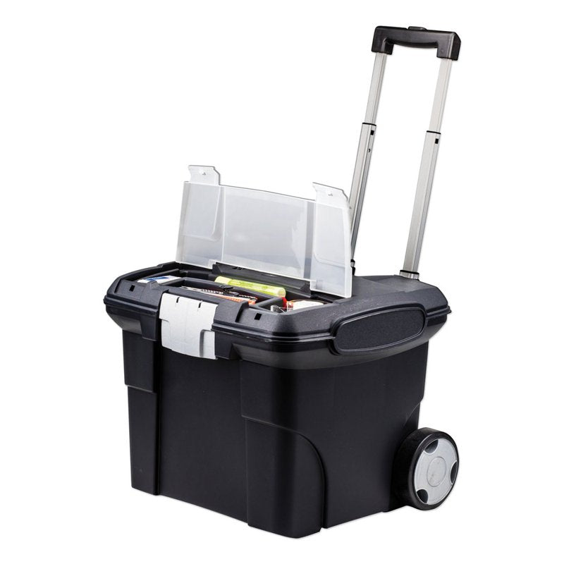 Mobile File Cart on Wheels - Holds Letter-Sized Folders, Black
