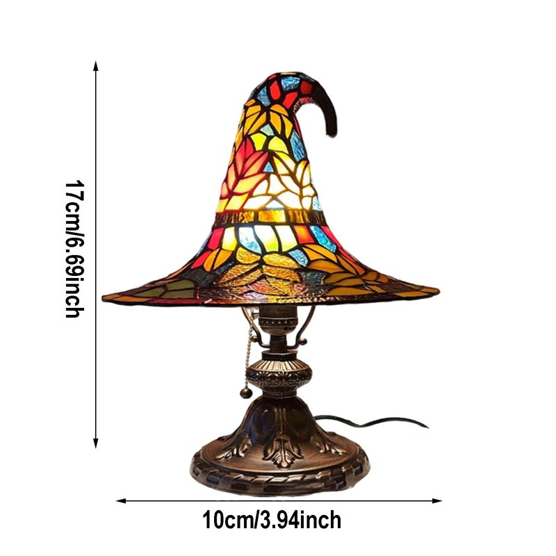 Halloween Witch Hat Lamp LED Night Light - Gothic Indoor Decor for Shelf Mantel Table