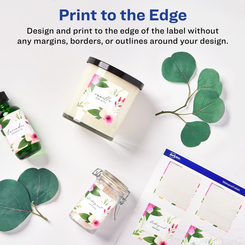 White Glossy Square Labels with Sure Feed - Customizable 2x2 Inch