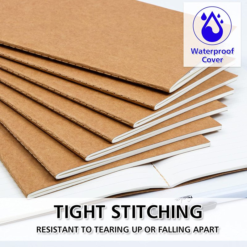 A5 Kraft Notebooks Bulk Pack - 60 Lined Pages, Soft Cover Travel Journals