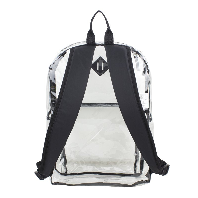 Clear Backpack with Front Pocket & Adjustable Straps - Unisex Travel School Bag