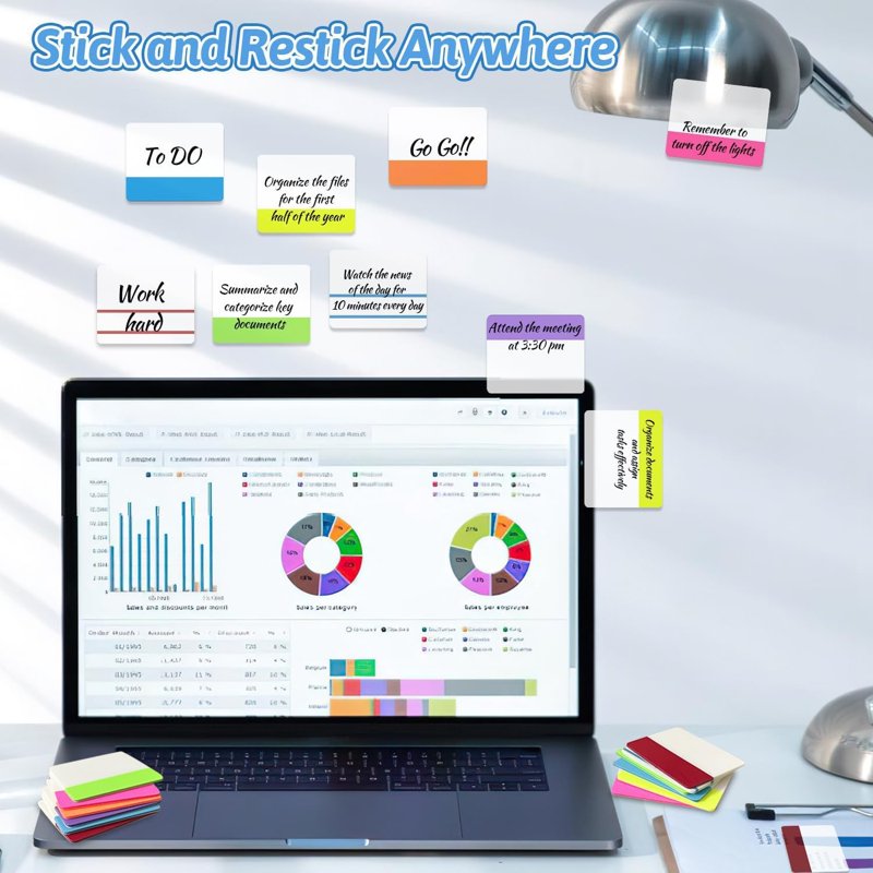 Repositionable File Tabs Set - 500 Writable Colorful Index Labels for Office & Study