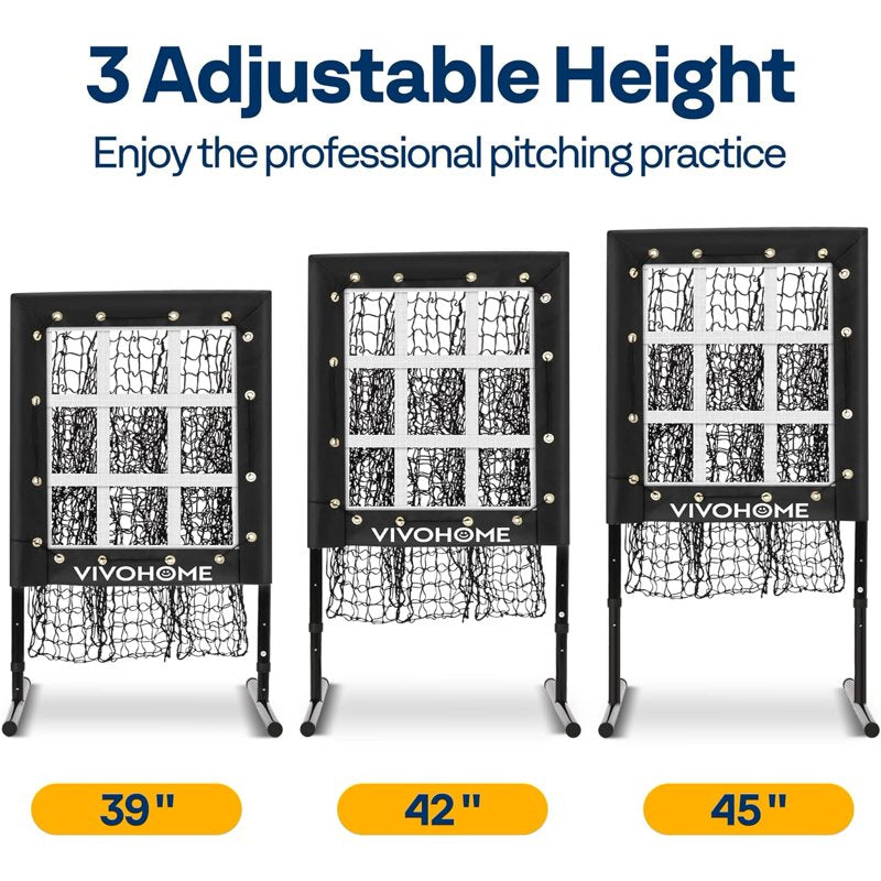 Baseball & Softball Pitching Net with 9 Pockets & Adjustable Height, Training Aid