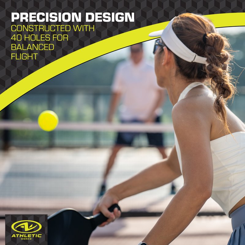 Athletic Works 3-Pack Pickleballs - Yellow (Variation: Single) 74mm 26g USA Pickleball Approved