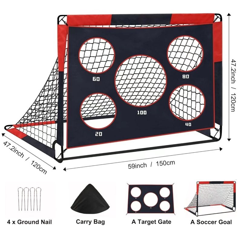 Soccer Goal 5x4 ft Kids Backyard Pop Up Training Net with Target & Carry Bag