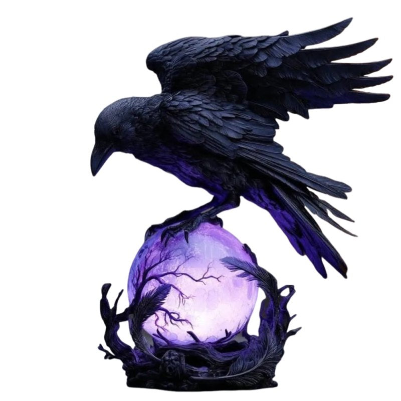 Gothic Raven LED Lamp Sculpture - Mystical Home Decor & Night Light