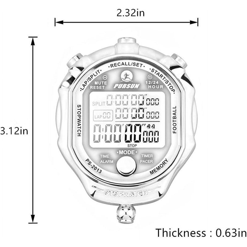 Digital Sports Stopwatch with 100 Lap Memory & 0.001s Timer