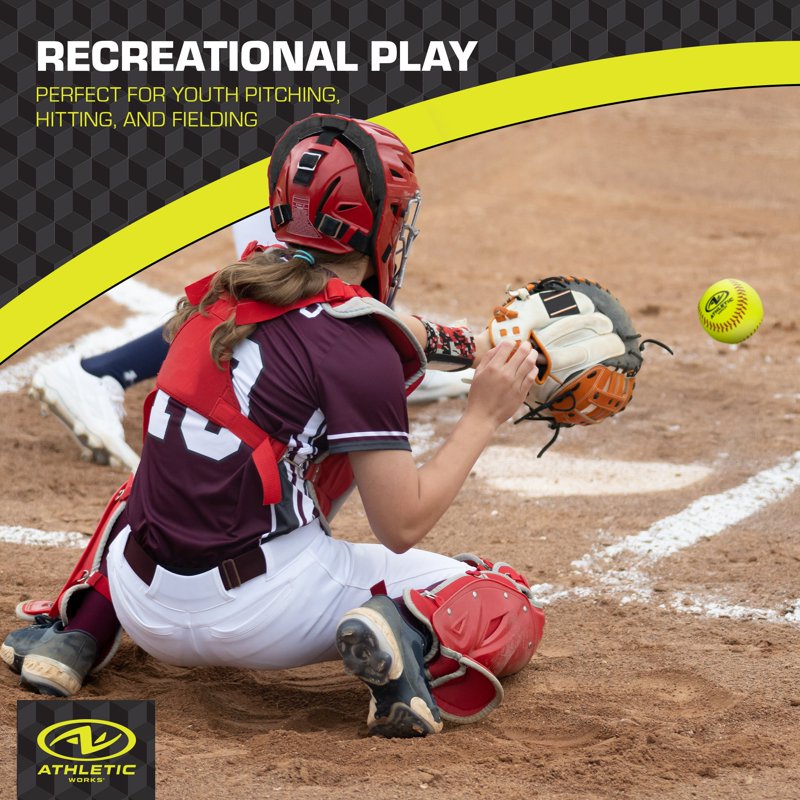 Youth Softball Set of 12 Softballs in Bucket - Fastpitch Training Equipment