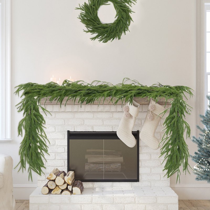 6ft Artificial Christmas Garland with Pine Needles for Holiday Decor