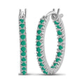 2.5 Carat Emerald Sterling Silver Hoop Earrings - Elegant Jewelry for Women
