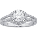 Sterling Silver Engagement Ring with Swarovski Crystal and CZ - 2 3/8 Carat T.G.W.