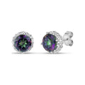 2.52 ct Mystic Fire Topaz Halo Stud Earrings in Sterling Silver