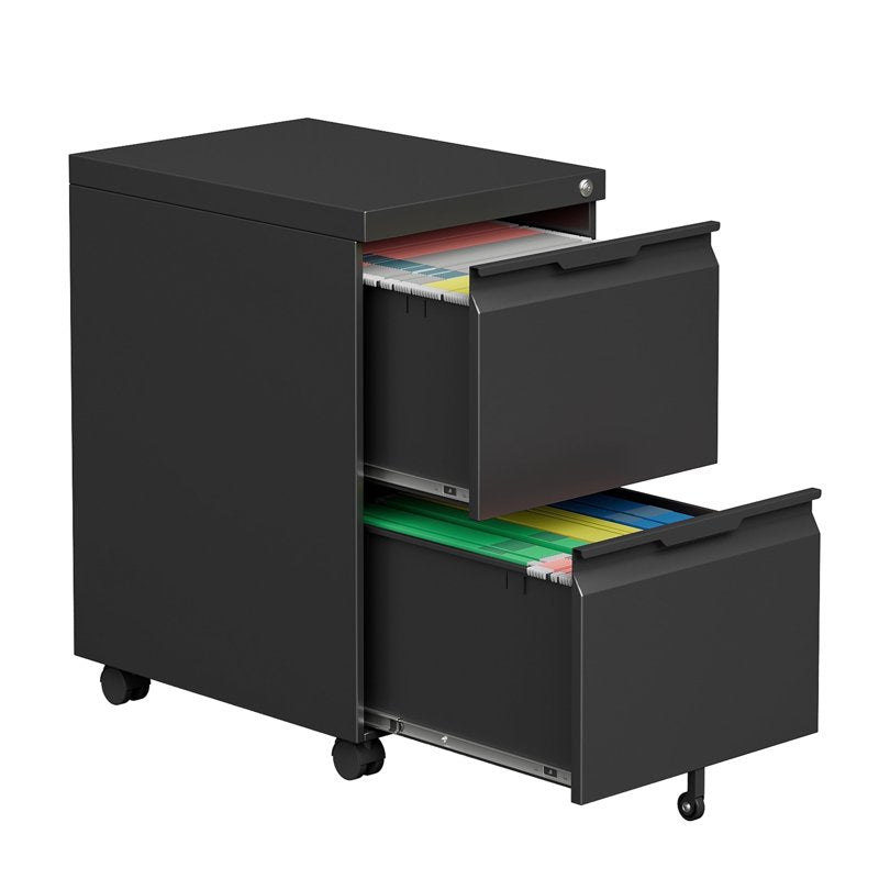 Metal File Cabinet with Lock and Wheels - Home Office Storage, 2-3 Drawer Options