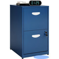 Metal 2 Drawer File Cabinet with Lock - Mobile Office Storage on Wheels