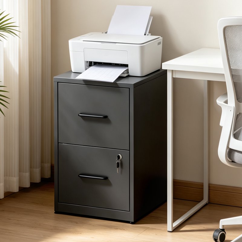 Lockable Metal File Cabinet with Wall Anti-Tip Kit - Vertical Steel Office Storage for Letter & Legal Files