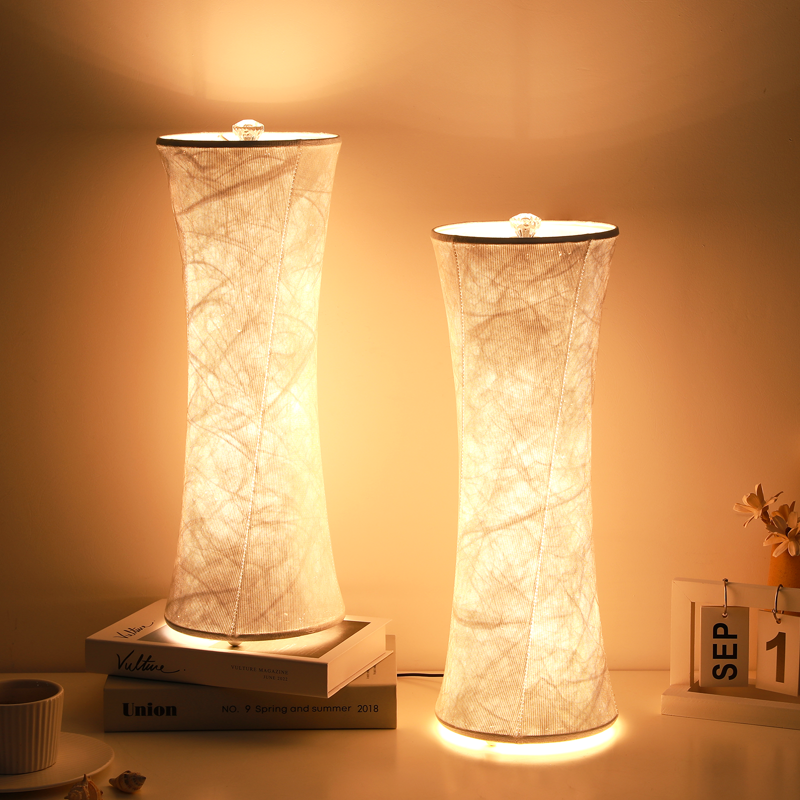 Dimmable Table Lamp Set of 2 with 10 Brightness Levels & 3 Color Temperatures, Small Reading Night Light with Fabric Shade