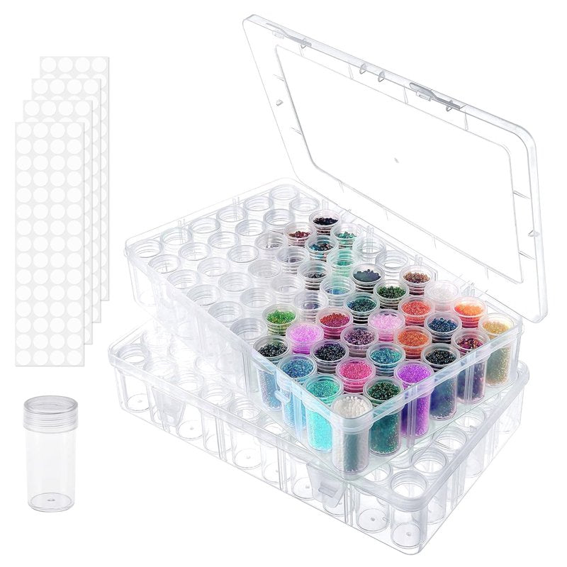 Diamond Painting Storage Containers 2 Pack with Labels - Bead Organizer Box