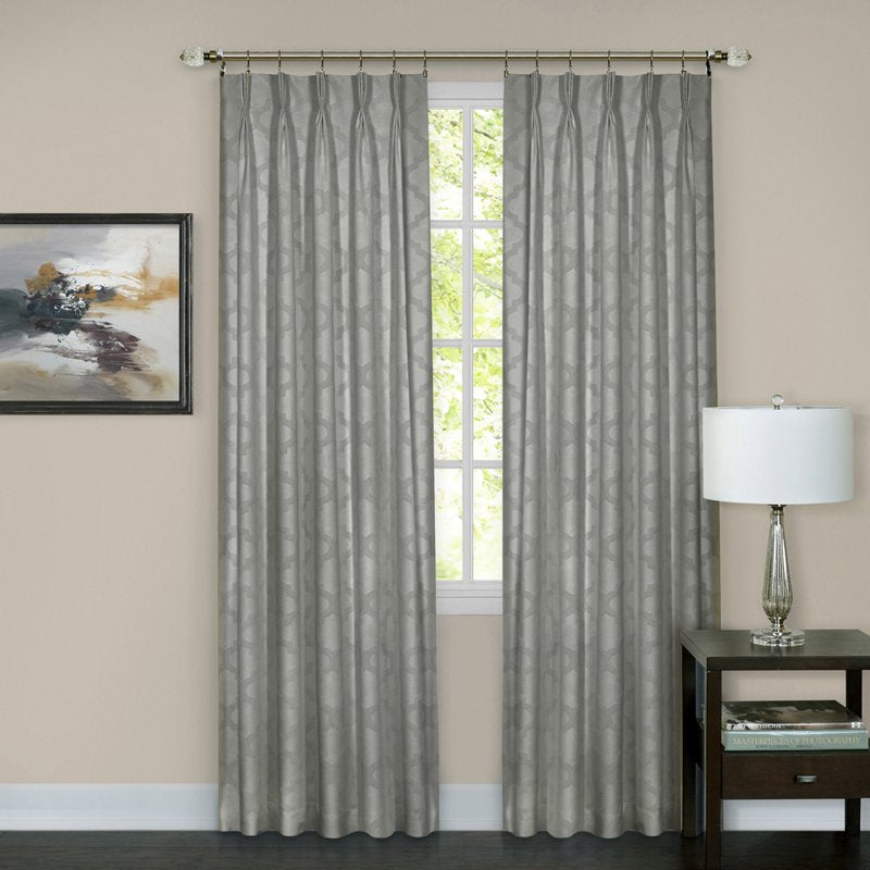 Energy Efficient Blackout Curtain Panels - Pinch Pleat Window Drapes, Gray, 34x84