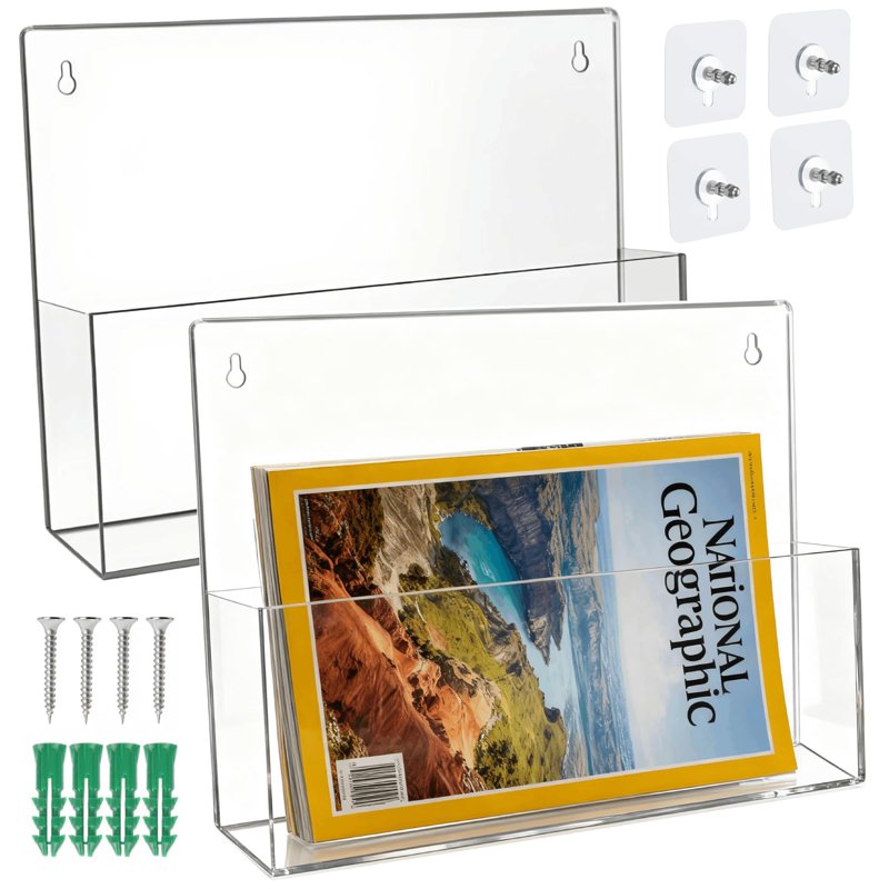 Wall-Mount Acrylic Document Holders 2-Pack for Legal Size Files & Brochures