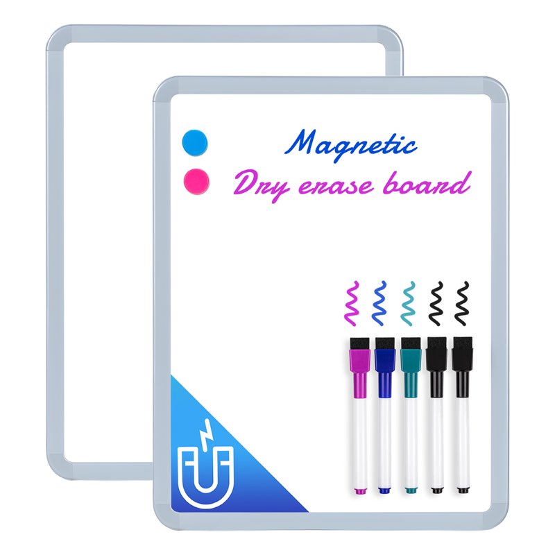Magnetic Dry Erase Board Set - 11x14 Inch White, Green, Pink - 2 Pack with Markers & Magnets