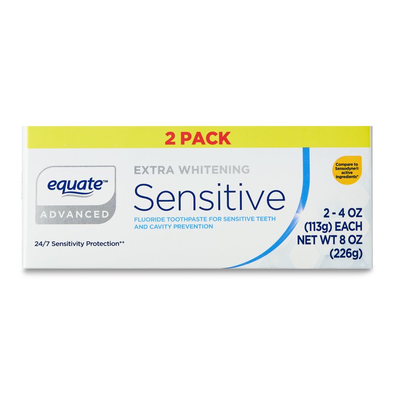 Whitening Sensitive Toothpaste - Extra Fluoride & Potassium Nitrate, 4 oz, Multipack