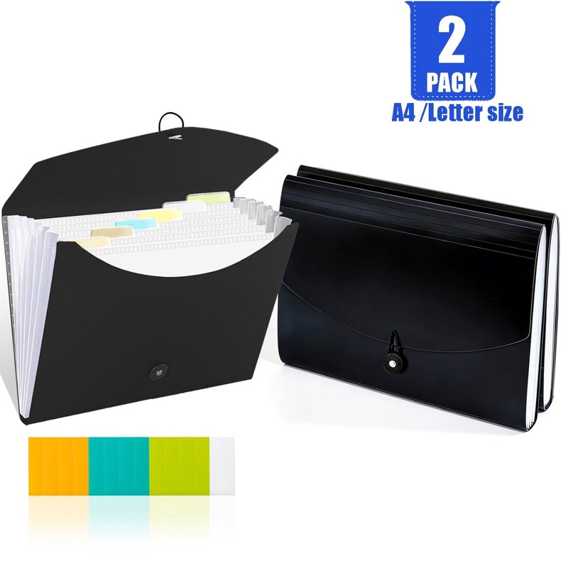 2 Pack Expanding File Folder Organizer with 7 Pockets for A4 & Letter Paper