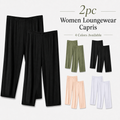 2 Pack Loose Fit Women’s Capris with Elastic Waist for Casual & Home Wear