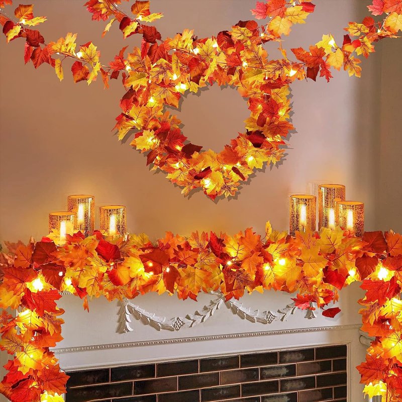 Maple Leaf Fall String Lights Set - Waterproof LED Garland for Indoor Outdoor Decor