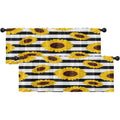 Set of 2 Sunflower Window Valances with Adjustable Rod Pocket - Summer Floral Blackout Drapes for Kitchen & Living Room