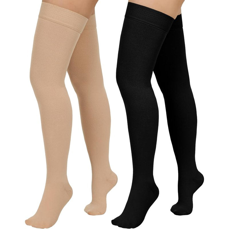 Unisex Thigh High Compression Stockings 20-32mmHg for Leg Support & Varicose Veins