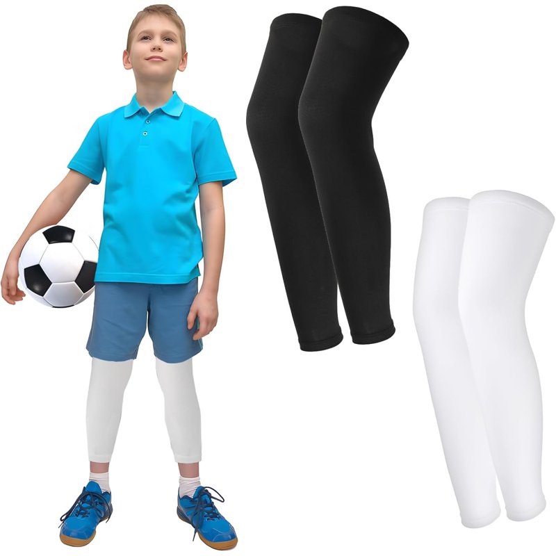 2 Pairs Kids Compression Leg Sleeves for Sports and Running - Breathable, Non-Slip