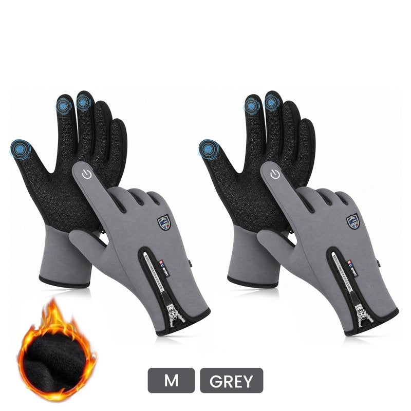 Winter Touch Screen Gloves for Men & Women - 2 Pairs, Gray, M, Thermal Fleece Lined