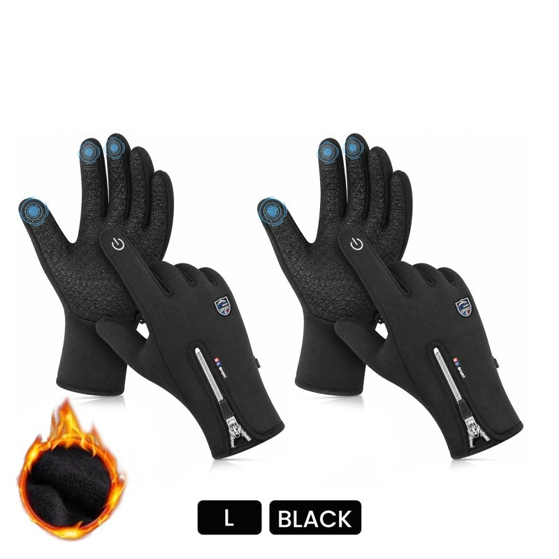 BYXAS 2 Pairs Winter Touchscreen Gloves for Men & Women - Thermal Windproof Fleece Lined, Non-Slip Grip, Water-Resistant (Black, 2 Pair, Size L)