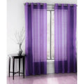 Purple Chevron Sheer Window Curtain Panel 55x84 Inches with Silver Grommets
