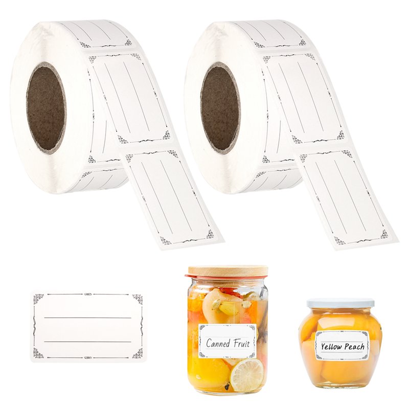 Waterproof Food Labels - Removable Stickers for Jams, Containers, Freezer, 1200 pcs