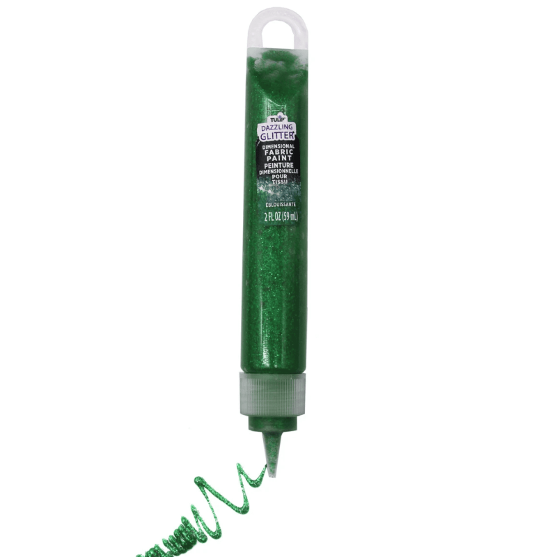 Fabric Glitter Paint Pen - Emerald Green, Washable & Sunlight Resistant, 2 fl oz