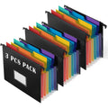 Expanding Hanging File Folders with 7 Pockets and Retractable Hook - 3 Pack