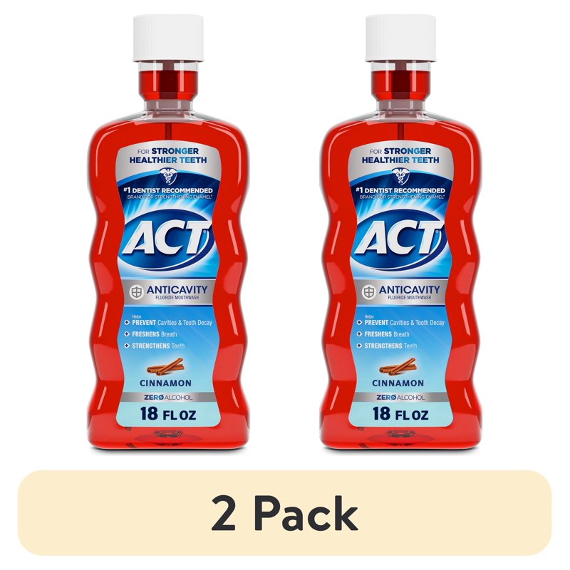 ACT Anticavity Fluoride Mouthwash - Triple Action Cinnamon, 2 Pack, 36 Fl Oz