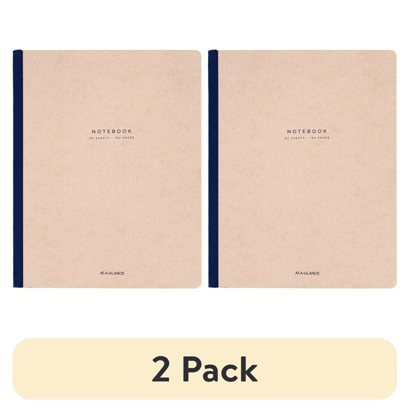 Ruled Casebound Notebook for Business & School - 80 Sheets, 8.25x11, Tan/Blue