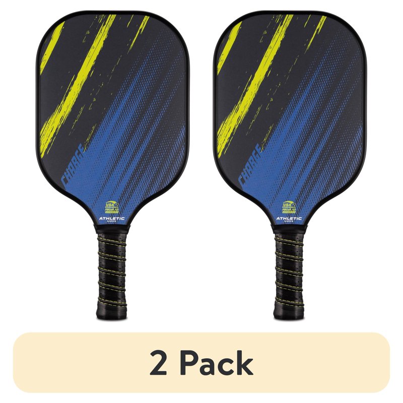 (2 Pack) Athletic Works Charge Fiberglass Pickleball Paddle – Blue, Yellow Variation