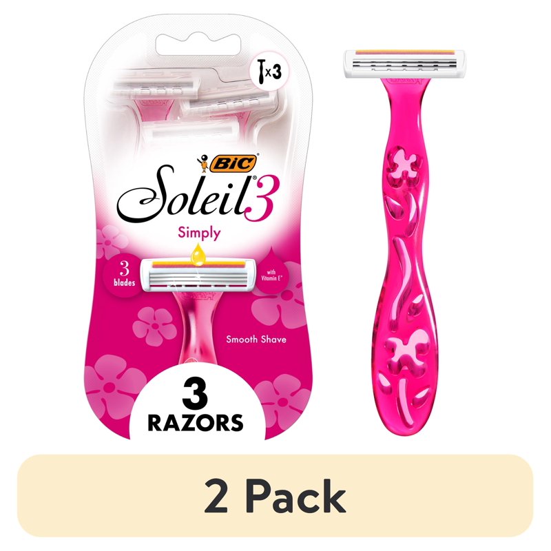 Women’s Disposable 3-Blade Razors with Vitamin E Lubricating Strip - Pack of 2