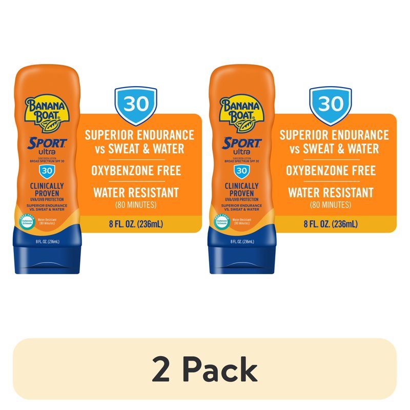 SPF 30 Sunscreen Lotion for Active Sports & Water Activities – 8 Oz. 2 Pack