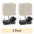 Dimmable Bedside Table Lamp with Dual USB Charging Ports - Modern Nightstand Light