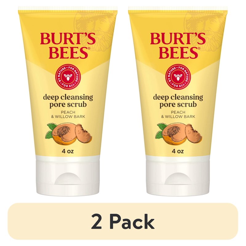 Natural Deep Cleansing Pore Scrub with Peach and Willow Bark – Multi-Pack, 4 oz