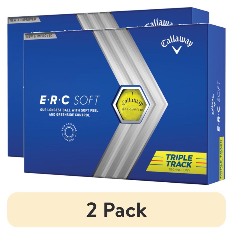 (2 Pack) Callaway ERC Soft Triple Track Golf Balls 12 Pack Yellow - 2023
