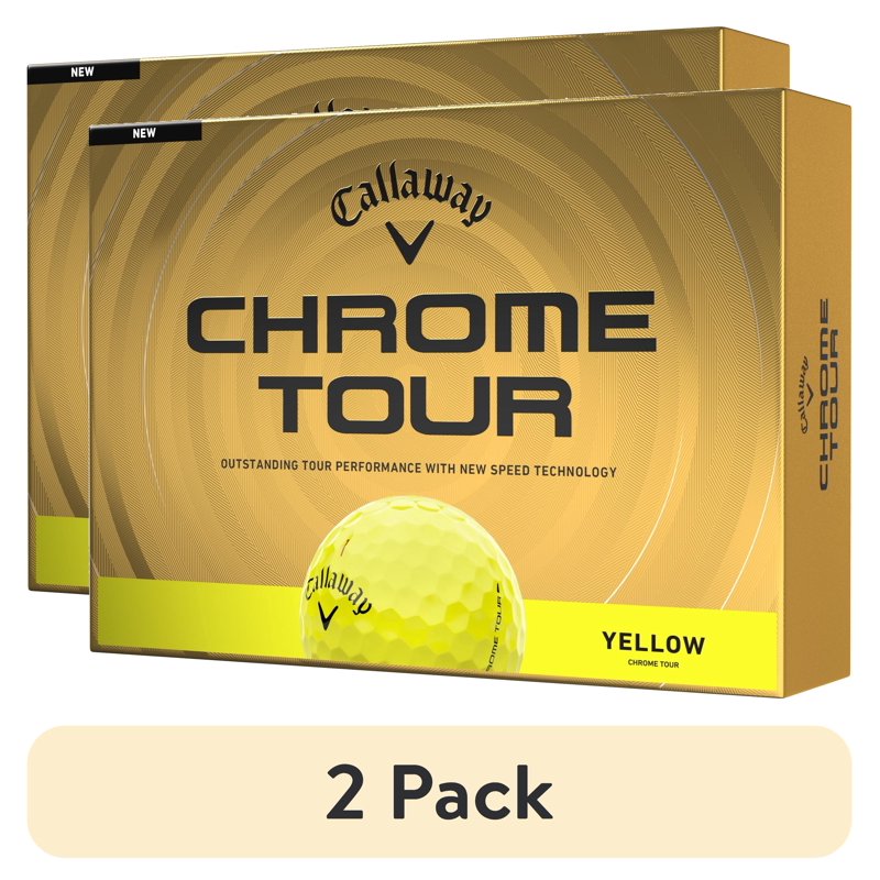 (2 Pack) Callaway Chrome Tour Golf Balls - Yellow 12pk, 2026 Variation: Yellow 2 Pack